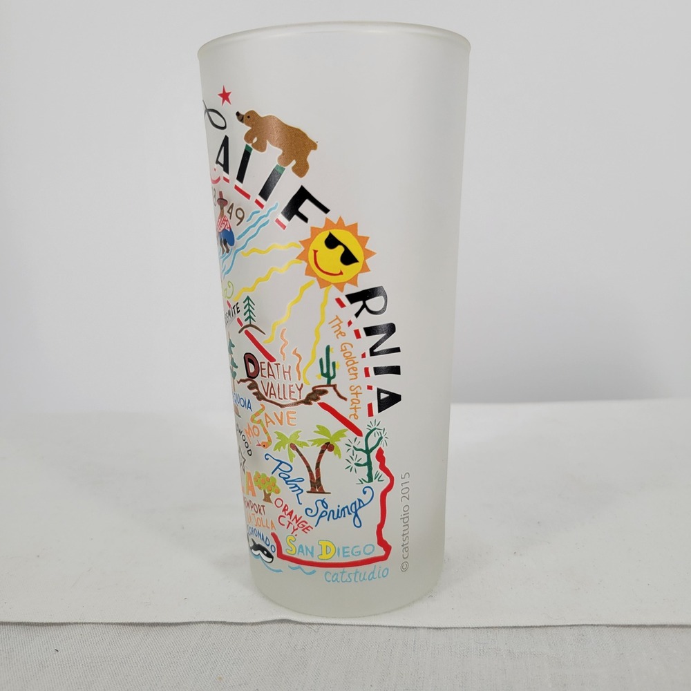 Catstudio California State Glass Frosted Highball Souvenir‎ Map Tumbler 15oz